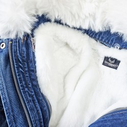 Дамско дънково яке City Angels Jeans, Бял пух 6880